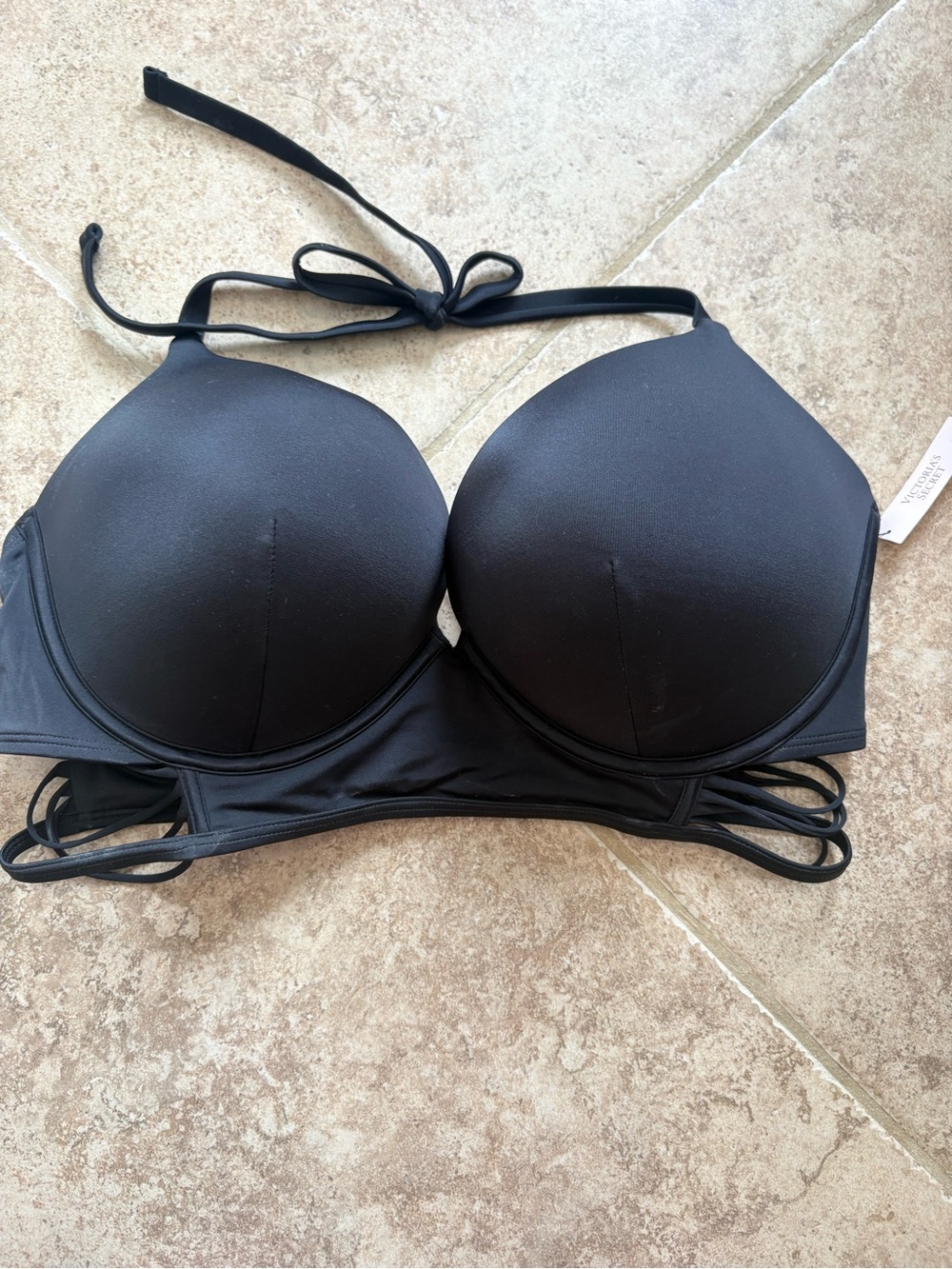 Victoria's Secret Black Padded Halter Bikini Top